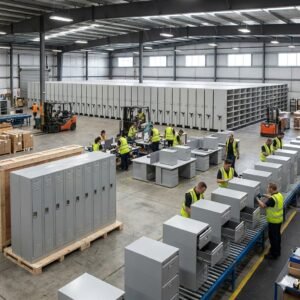 【福井】眼鏡工場用細密パーツ棚・スチール製卓上